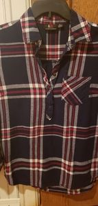 Blue flannel half button shirt